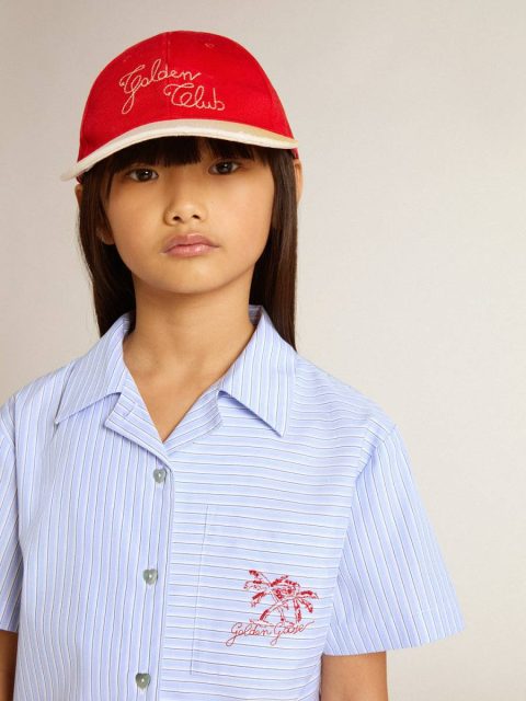 Topwear Selection (4-12 Years) Golden Goose Light Blue Girls' Cropped Shirt In Striped Light Blue Cotton Kids - Image 5