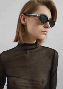 Tulia Long Sleeve Mesh Tee - Black Women The Frankie Shop Tops Black - Image 2