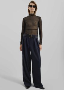 Tulia Long Sleeve Mesh Tee - Black Women The Frankie Shop Tops Black - Image 3
