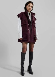 Turin Suede Cargo Jacket - Burgundy Outerwear Purple The Frankie Shop Women - Image 3