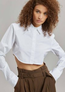 Uma Cropped Shirt - White The Frankie Shop Tops White Women - Image 4