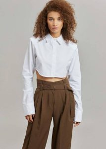 Uma Cropped Shirt - White The Frankie Shop Tops White Women - Image 5