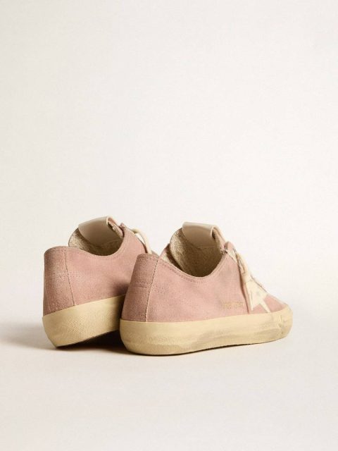 V-Star Golden Goose Women V-Star In Pink Suede With Cream Leather Star - Image 4