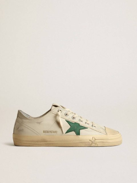 V-Star In Glossy Leather With Green Leather Star Men V-Star Golden Goose