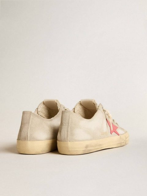 V-Star Men Men's V-Star In Light Gray Canvas With A Red Leather Star Golden Goose - Image 4