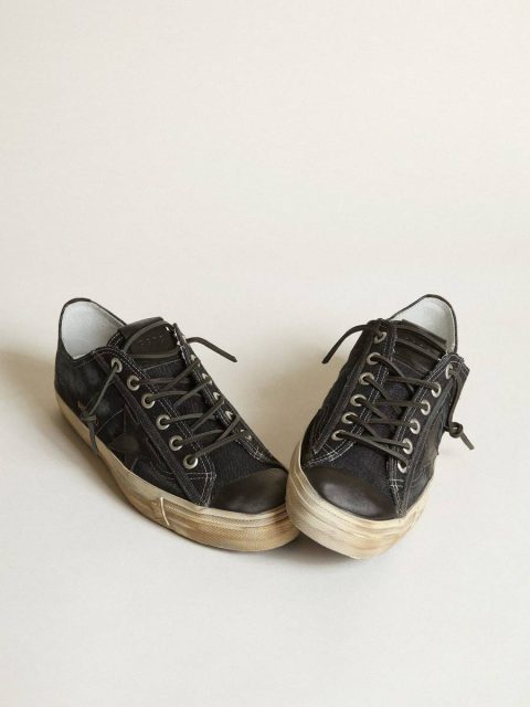 V-Star Sneakers In Midnight-Blue Denim With Black Leather Star And Toe Men V-Star Golden Goose - Image 2