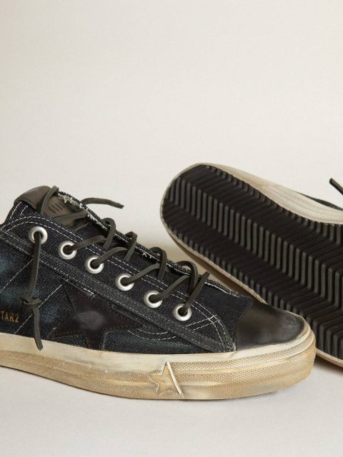 V-Star Sneakers In Midnight-Blue Denim With Black Leather Star And Toe Men V-Star Golden Goose - Image 3