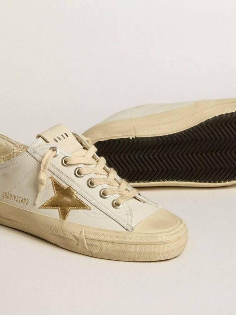 V-Star Women V-Star In White Leather With Gold Metallic Leather Star Golden Goose White - Image 4
