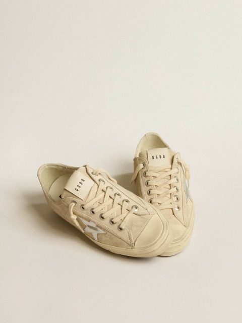 V-Star Women’s V-Star In Pearl Suede With Silver Metallic Leather Star Golden Goose Women - Image 2
