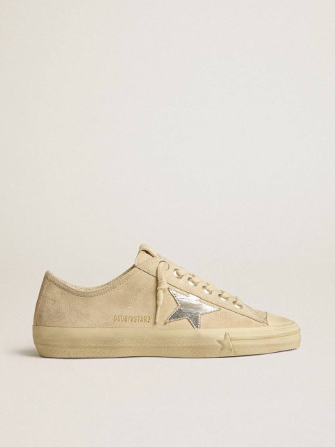 V-Star Women’s V-Star In Pearl Suede With Silver Metallic Leather Star Golden Goose Women
