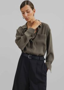 Valmiera Blouse - Khaki Tops The Frankie Shop Women Green