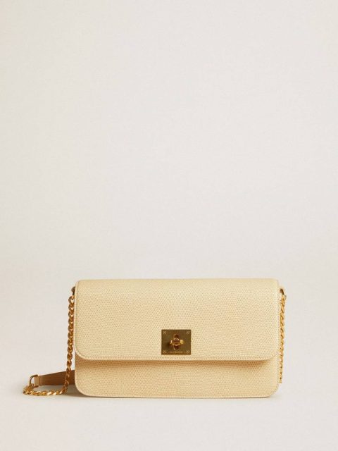 Vanilla Crossbody Bags Women Golden Goose Gioia Bag In Vanilla-Colored Sheepskin Leather With Gold Details