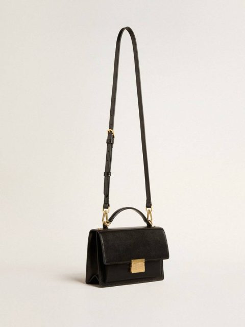 Venezia Bag In Black Boarded Leather With Gold Details Black Golden Goose Women Crossbody Bags - Image 2