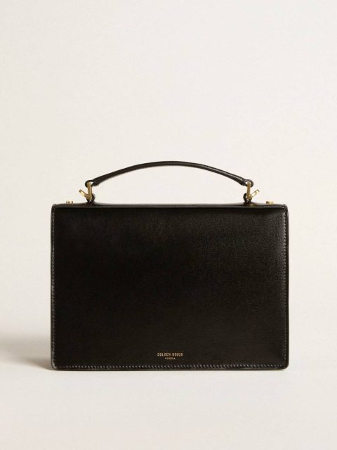 Venezia Bag In Black Boarded Leather With Gold Details Black Golden Goose Women Crossbody Bags - Image 4