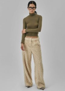 Verbie Furry Pants - Cream Beige Women Bottoms The Frankie Shop - Image 4