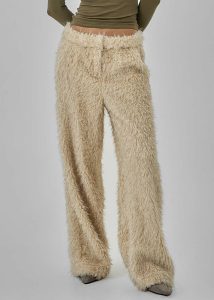 Verbie Furry Pants - Cream Beige Women Bottoms The Frankie Shop - Image 5