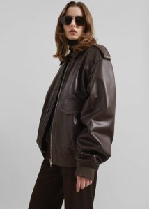 Viper Leather Jacket - Brown Outerwear The Frankie Shop Brown Women