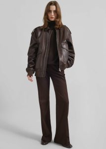 Viper Leather Jacket - Brown Outerwear The Frankie Shop Brown Women - Image 3