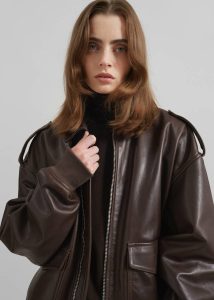 Viper Leather Jacket - Brown Outerwear The Frankie Shop Brown Women - Image 5
