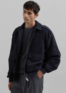 Viper Suede Jacket - Navy Men The Frankie Shop Blue Outerwear - Image 4