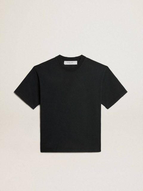 Washed Black T-Shirts & Tops T-Shirt In Washed Black With Reverse Logo On The Back - Jersey Capsule Women Golden Goose