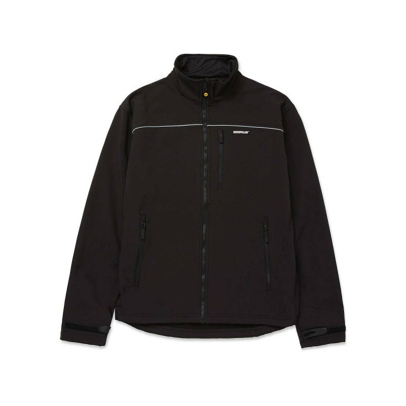 Waterproof Black Men Men's Soft Shell Jacket Cat - Image 3