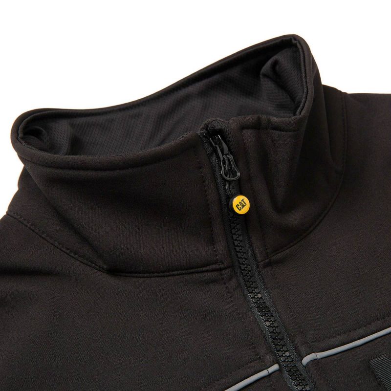 Waterproof Black Men Men's Soft Shell Jacket Cat - Image 4