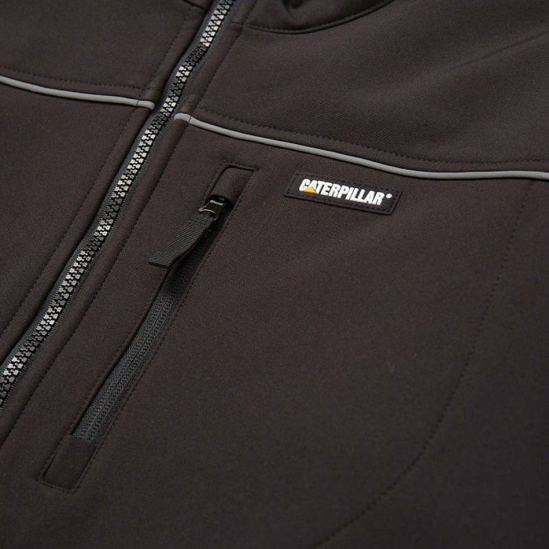 Waterproof Black Men Men's Soft Shell Jacket Cat - Image 5