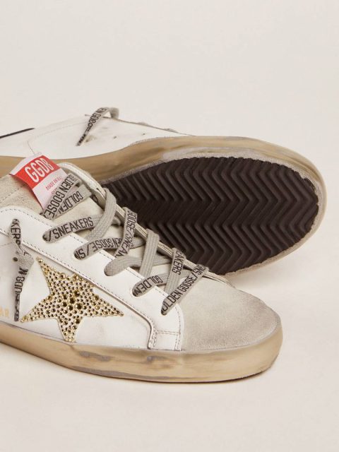 White And Ice Gray Women Super-Star Women’s Super-Star Ltd With Blue Heel Tab And Swarovski Crystal Star Golden Goose - Image 4