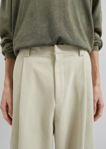 White Bottoms The Frankie Shop Men Borken Pleated Twill Pants - Ivory - Image 2