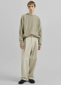 White Bottoms The Frankie Shop Men Borken Pleated Twill Pants - Ivory - Image 3