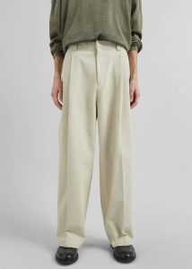 White Bottoms The Frankie Shop Men Borken Pleated Twill Pants - Ivory - Image 4