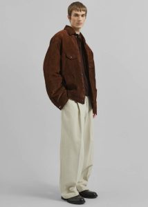 White Bottoms The Frankie Shop Men Borken Pleated Twill Pants - Ivory - Image 5