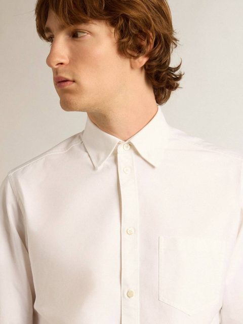 White Cotton Shirt Men Golden Goose Shirts White - Image 2
