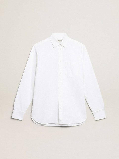 White Cotton Shirt Men Golden Goose Shirts White