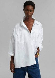 White Elara Oversized Shirt - Optic White The Frankie Shop Women Tops - Image 2