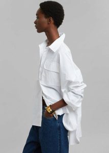 White Elara Oversized Shirt - Optic White The Frankie Shop Women Tops - Image 3