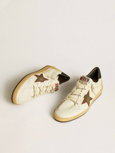 White Golden Goose Ball Star Men Men’s Ball Star Ltd With Mesh Star And Midnight Blue Leather Heel Tab - Image 2