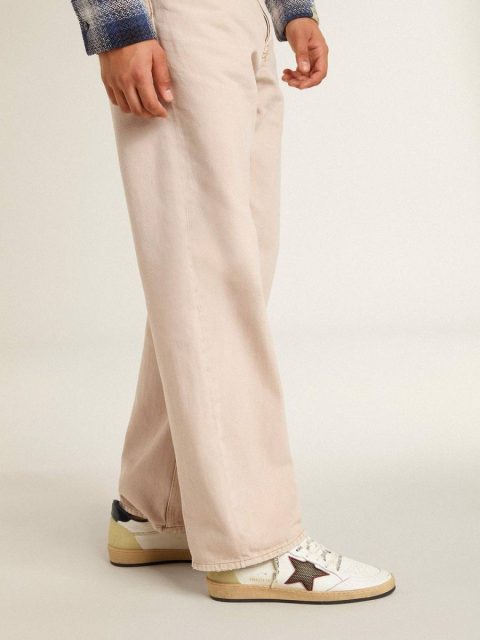 White Golden Goose Ball Star Men Men’s Ball Star Ltd With Mesh Star And Midnight Blue Leather Heel Tab - Image 3
