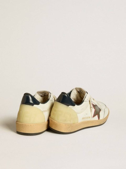 White Golden Goose Ball Star Men Men’s Ball Star Ltd With Mesh Star And Midnight Blue Leather Heel Tab - Image 5