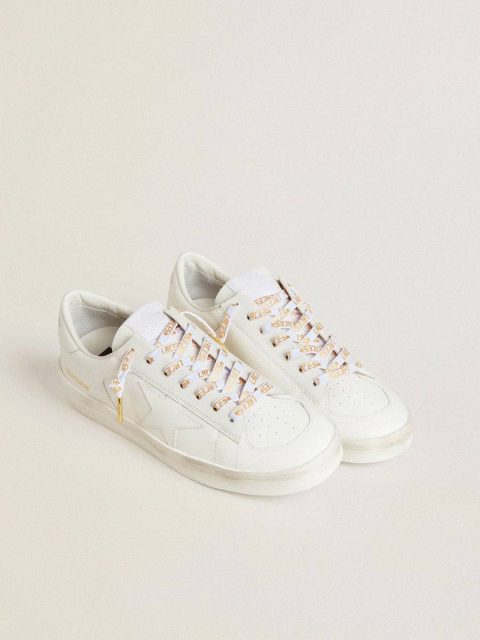 White Golden Goose Laces White Laces With Contrasting Gold-Colored ‘Laces’ Lettering Women - Image 3
