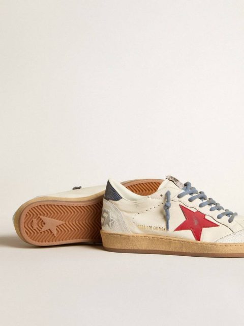 White Golden Goose Men Ball Star Ltd With Red Star And Lizard-Print Leather Heel Tab Ball Star - Image 3