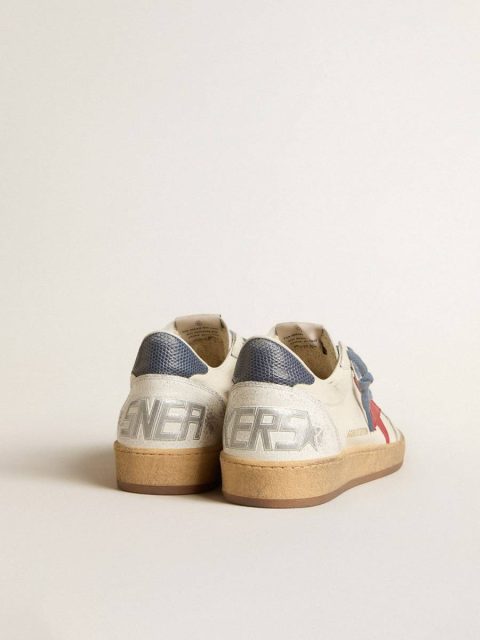White Golden Goose Men Ball Star Ltd With Red Star And Lizard-Print Leather Heel Tab Ball Star - Image 4