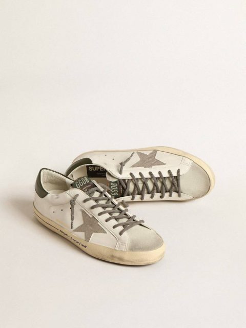 White Golden Goose Super-Star Super-Star Ltd With Croc-Print Star And Green Heel Tab Men - Image 2