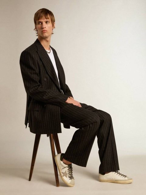 White Golden Goose Super-Star Super-Star Ltd With Croc-Print Star And Green Heel Tab Men - Image 3