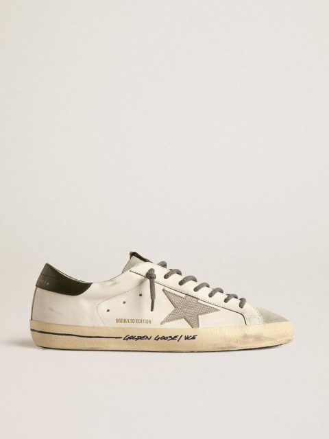 White Golden Goose Super-Star Super-Star Ltd With Croc-Print Star And Green Heel Tab Men