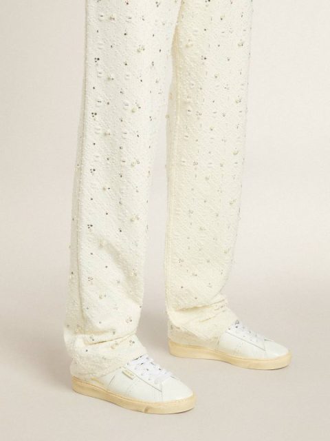 White Golden Goose Women Ggdb Classics Matchstar In Leather With Peach Pink Heel Tab - Image 3