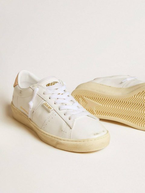 White Golden Goose Women Ggdb Classics Matchstar In Leather With Peach Pink Heel Tab - Image 4