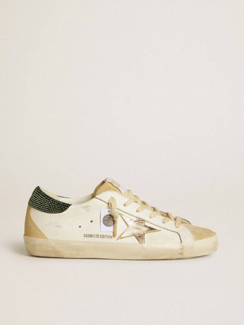 White Golden Goose Women Super-Star Women’s Super-Star Ltd With Leather Star And Swarovski Crystal Heel Tab