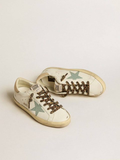 White Golden Goose Women's Super-Star With Gray Glitter Star And Nude Leather Heel Tab Super-Star Women - Image 2